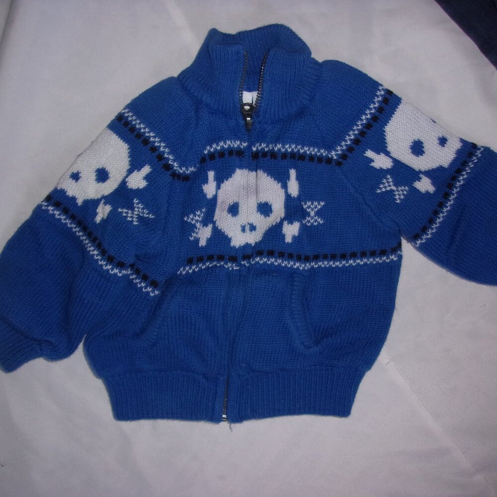 size 12 m 12m boys kids skull blue sweater baby boys boy